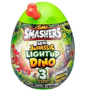 Zuru Smashers Mini Jurassic Light up Dino Egg 3 Red Bone